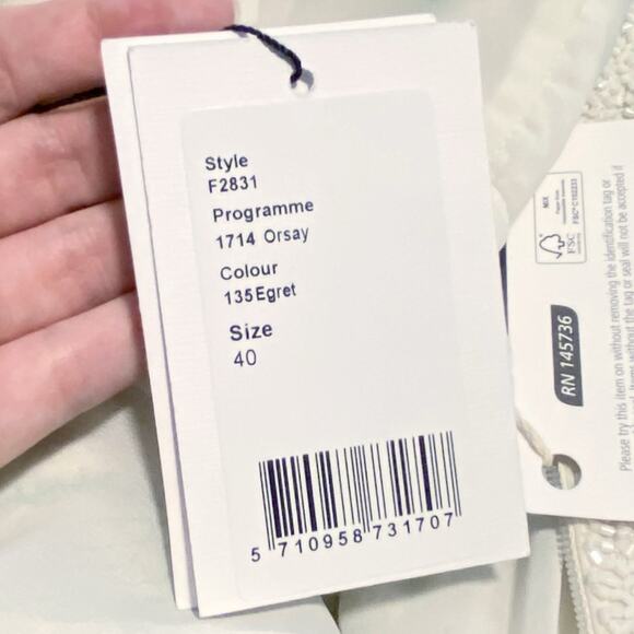 NWT Ganni Orsay Embellished Chiffon Mini Dress White Blue US 8/10 - Picture 8 of 9